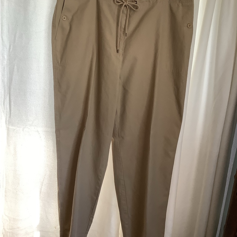 Lauren Ralph Lauren Trousers Pants Womens 22w Casual Khaki Tan 100% Cotton Wide